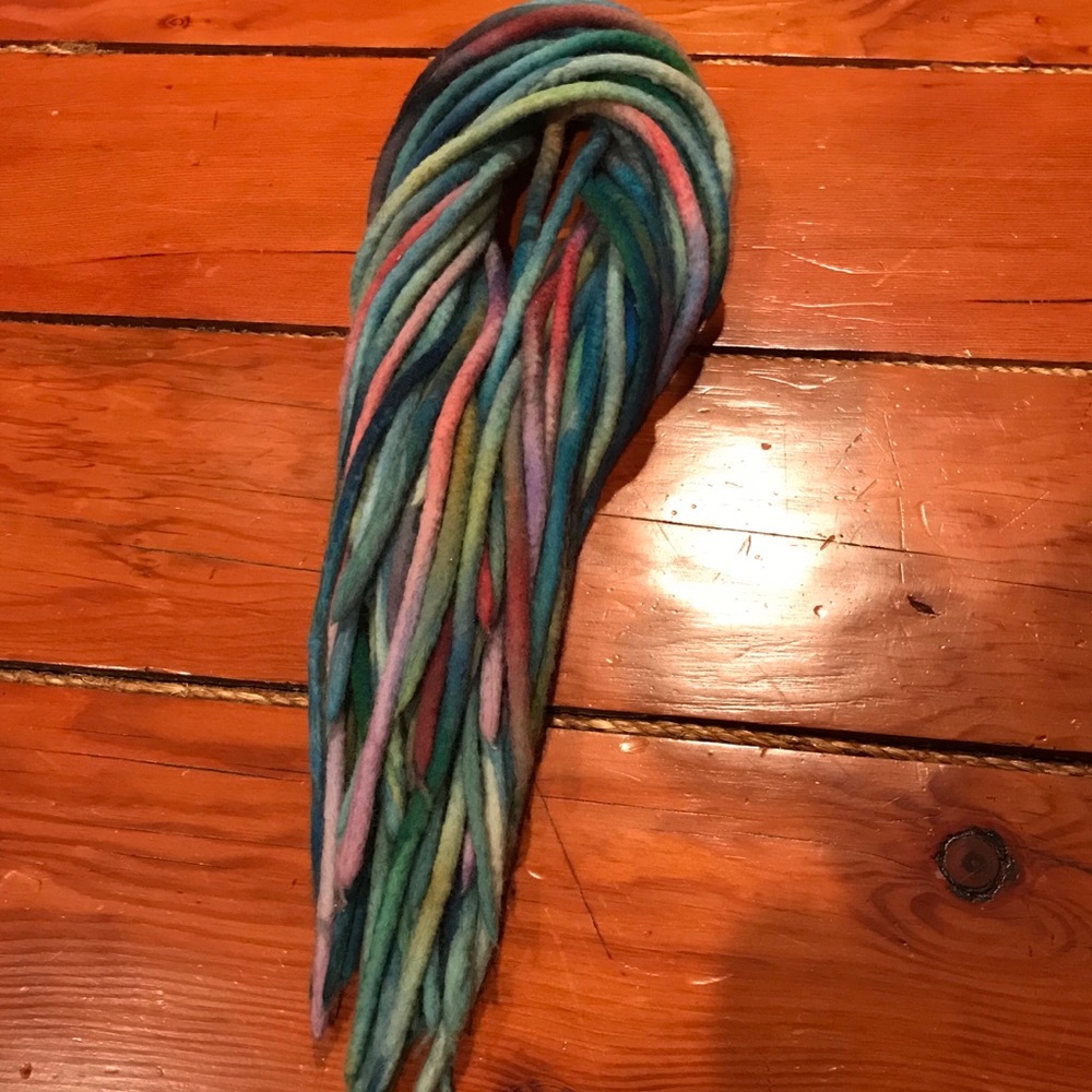 Burning man wool dreadlocks hand died and felted!